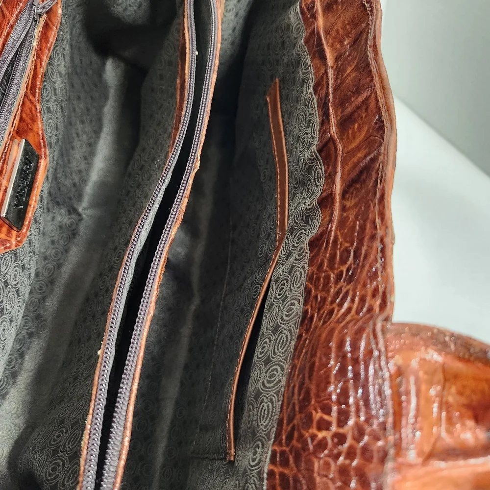 Veari hornback authentic crocodile leather xl tote bag purse carmel brown euc! - Picture 10 of 16